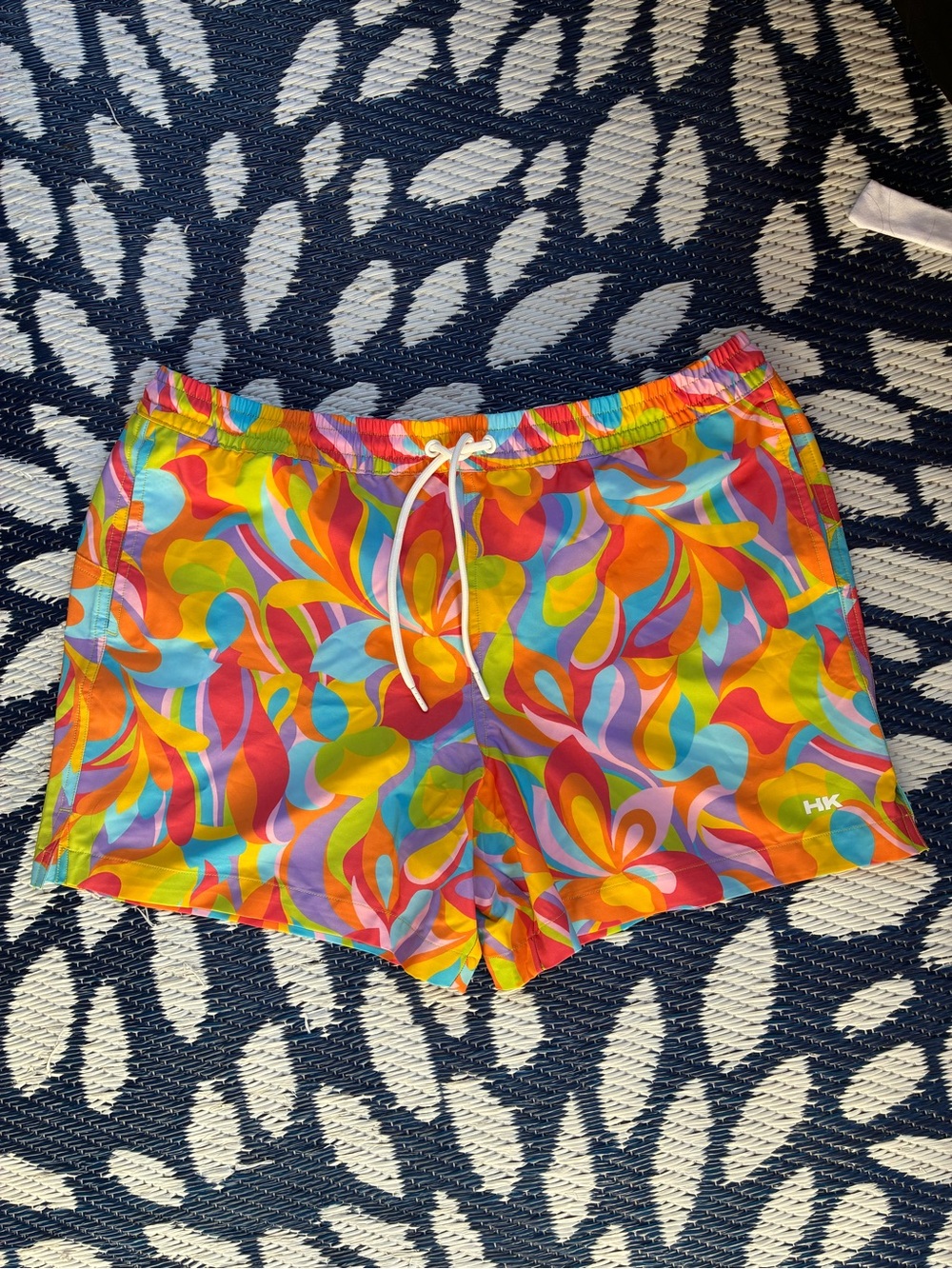 Humankind Multicolor Swirl Print Shorts — Yellow, Orange, Pink, Blue, Green